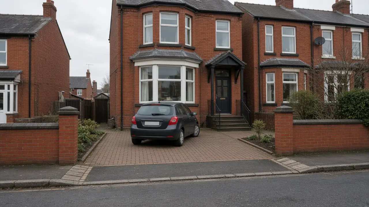 Victorian terraced house in Redcar with a block-paved parking space and dropped kerb in front